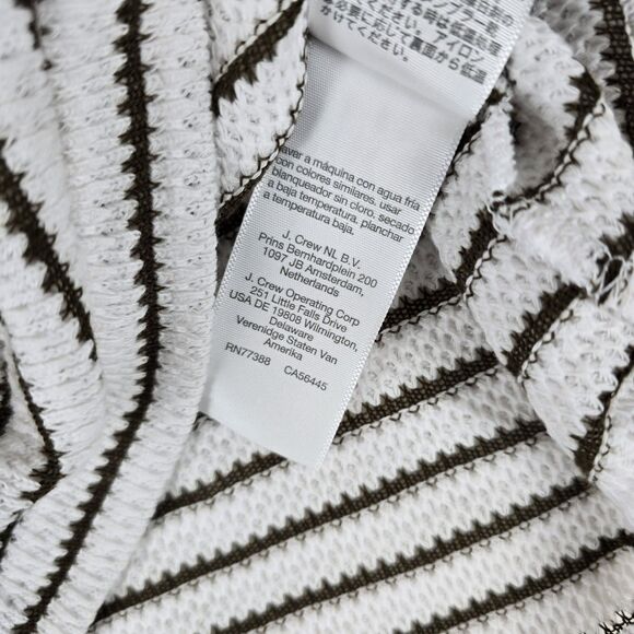 Madewell Textured Stripe Short Sleeve Sweater Top Women White Brown Size Medium - Picture 10 of 10